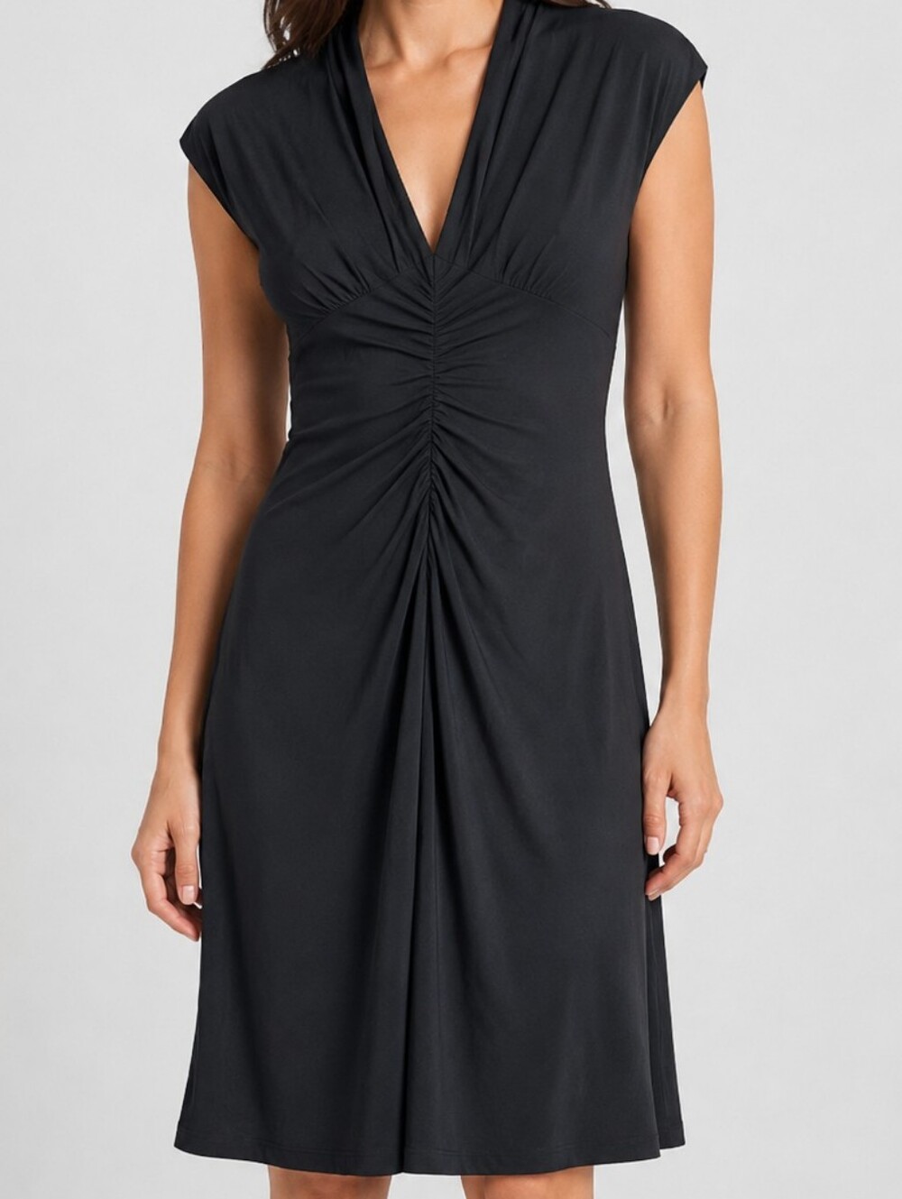 Trina Turk Black Ruched Cocktail Dress 8